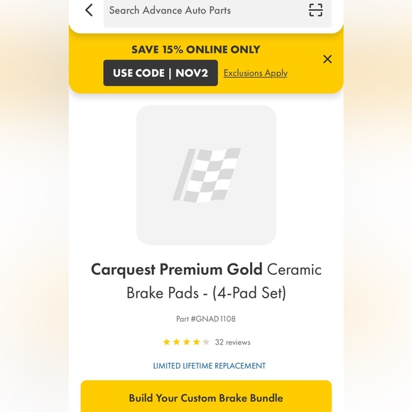 Carquest Premium Gold-Ceramic brake pads (4 set) - Picture 2 of 6